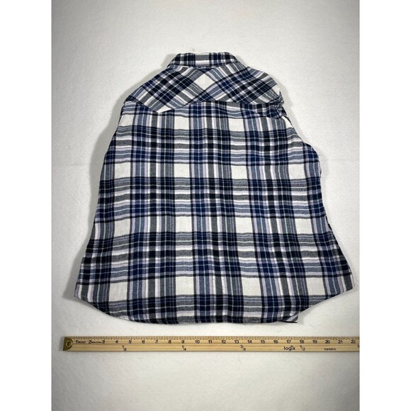 Dickies Flannel Button Shirt Women’s Large Blue Plaid Long Sleeve Casual Top - Picture 4 of 4